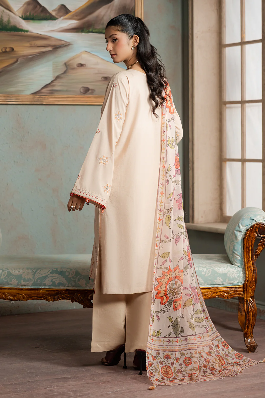 Embroidered Shirt Shalwar Dupatta - 0590 - Image 12