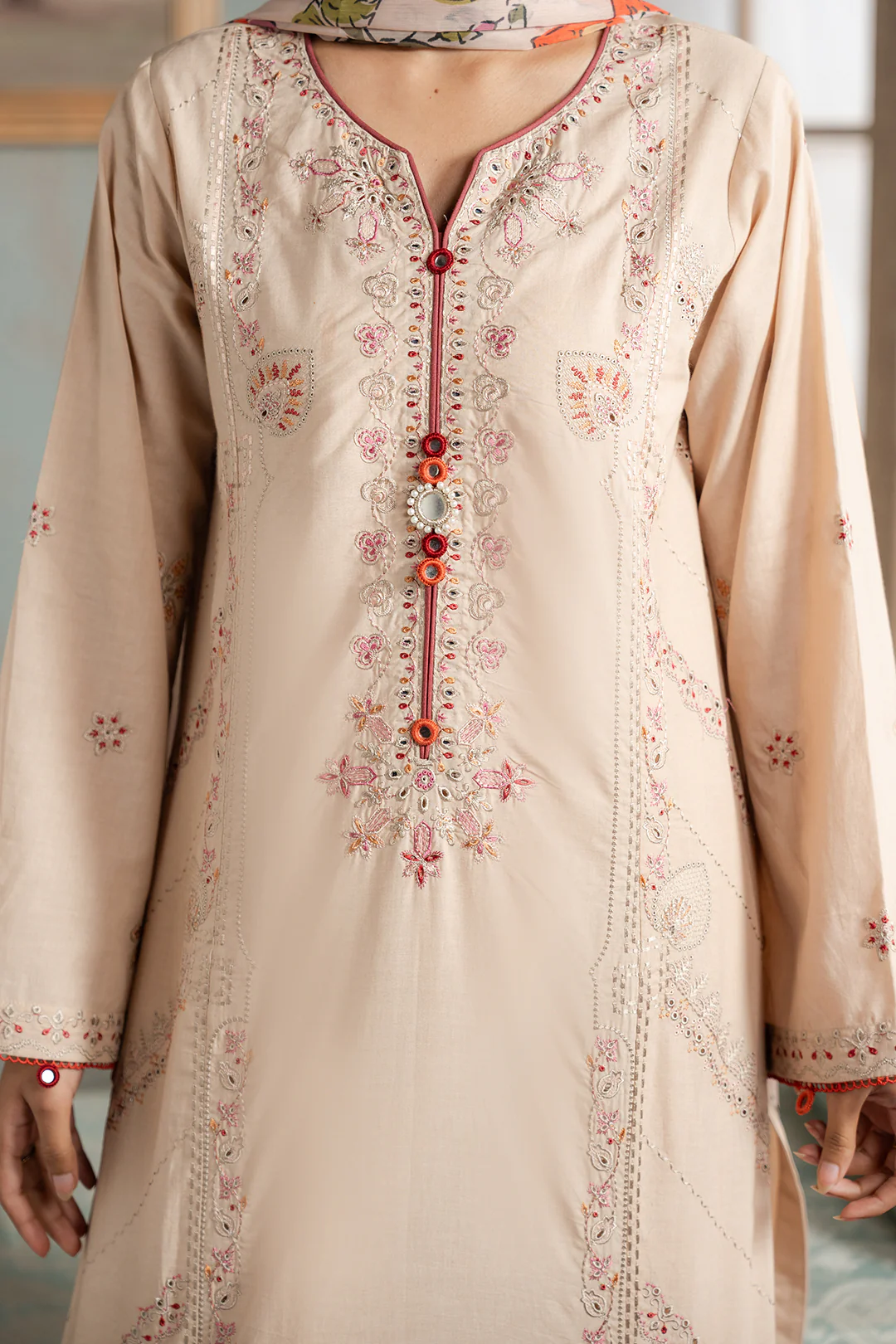Embroidered Shirt Shalwar Dupatta - 0590 - Image 8
