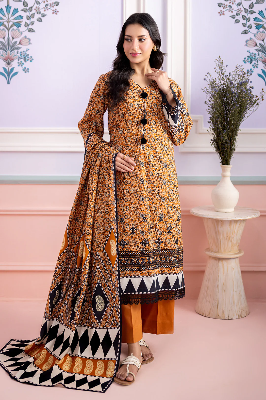 Embroidered Shirt Shalwar Dupatta - 0637 - Image 4