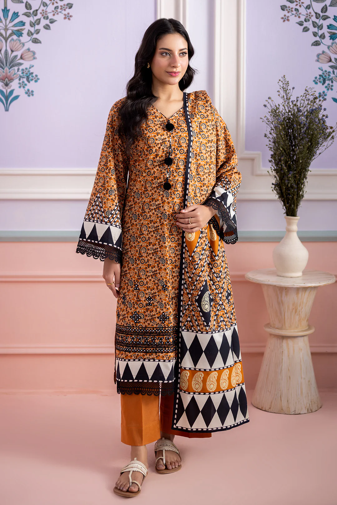 Embroidered Shirt Shalwar Dupatta - 0637 - Image 7