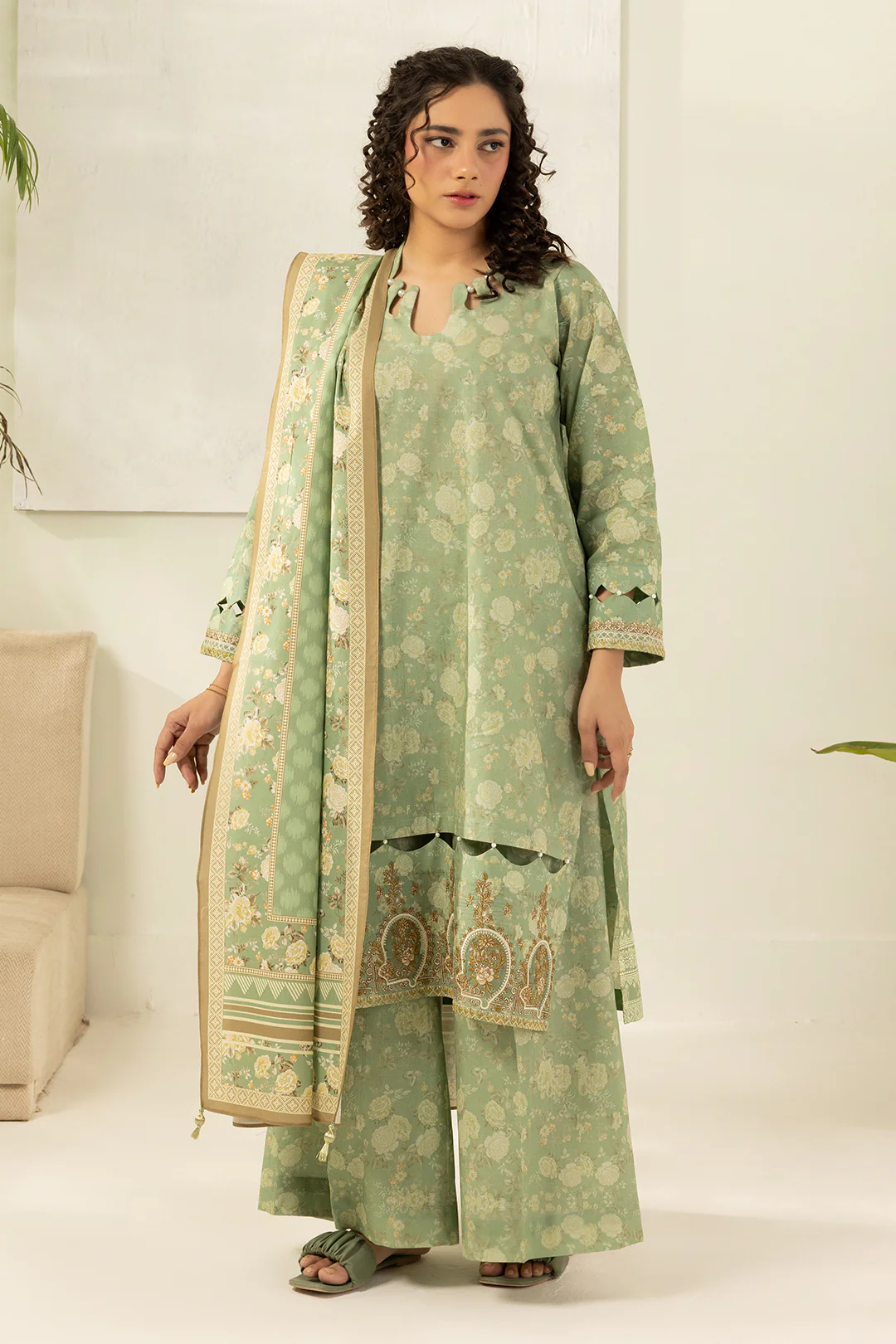 Embroidered Shirt Shalwar Dupatta - 0638 - Image 3