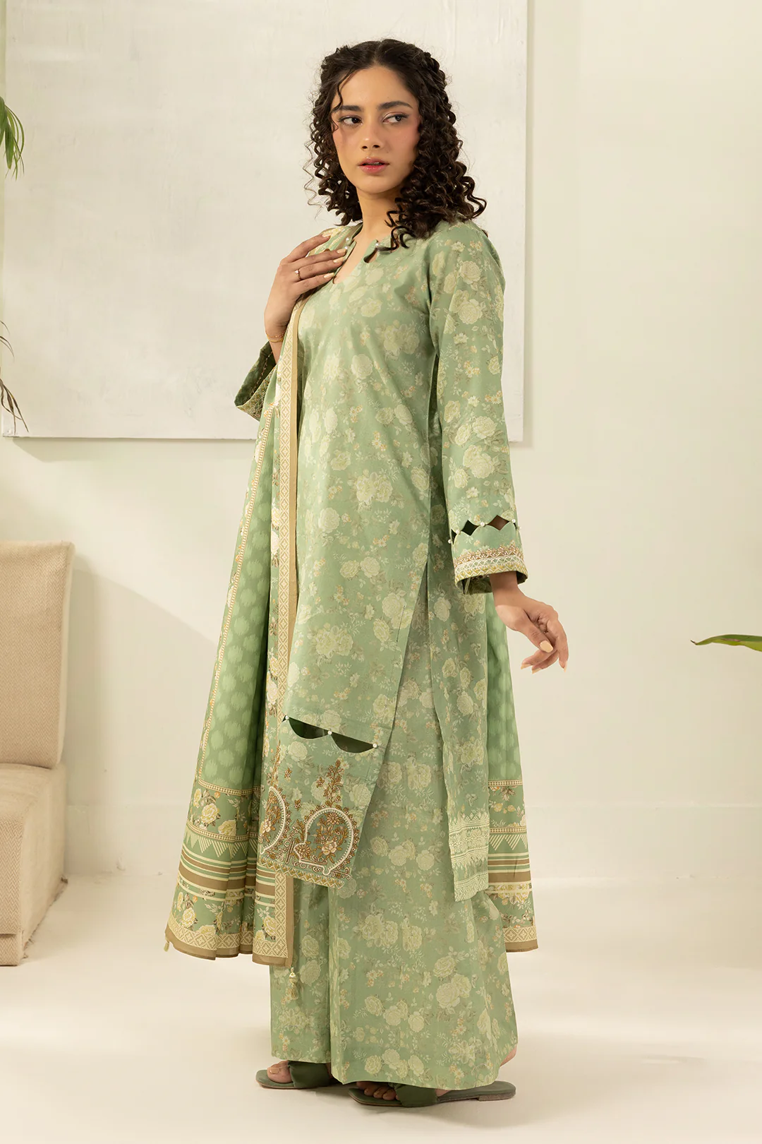 Embroidered Shirt Shalwar Dupatta - 0638 - Image 4