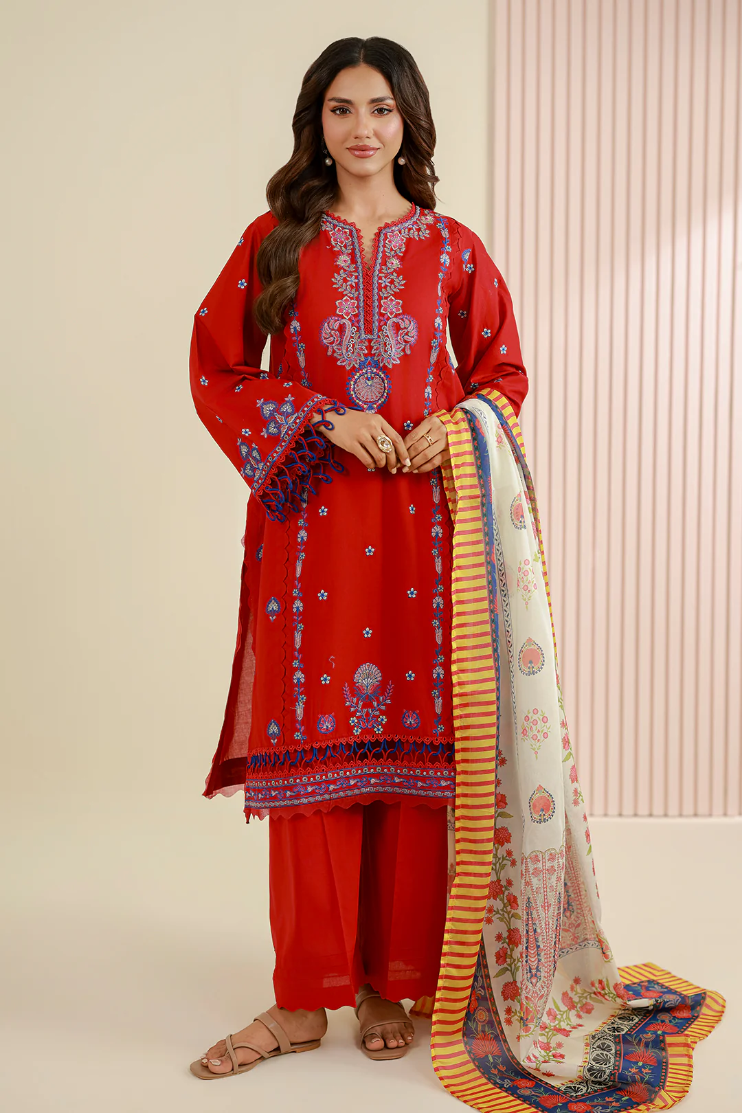 Embroidered Shirt Shalwar Dupatta - 0644 - Image 5
