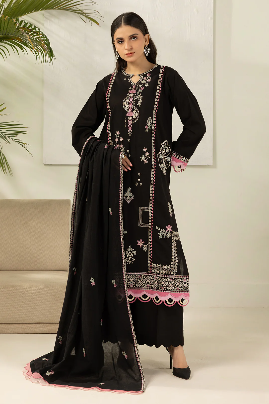 Embroidered Shirt Shalwar Dupatta - 0646 - Image 4