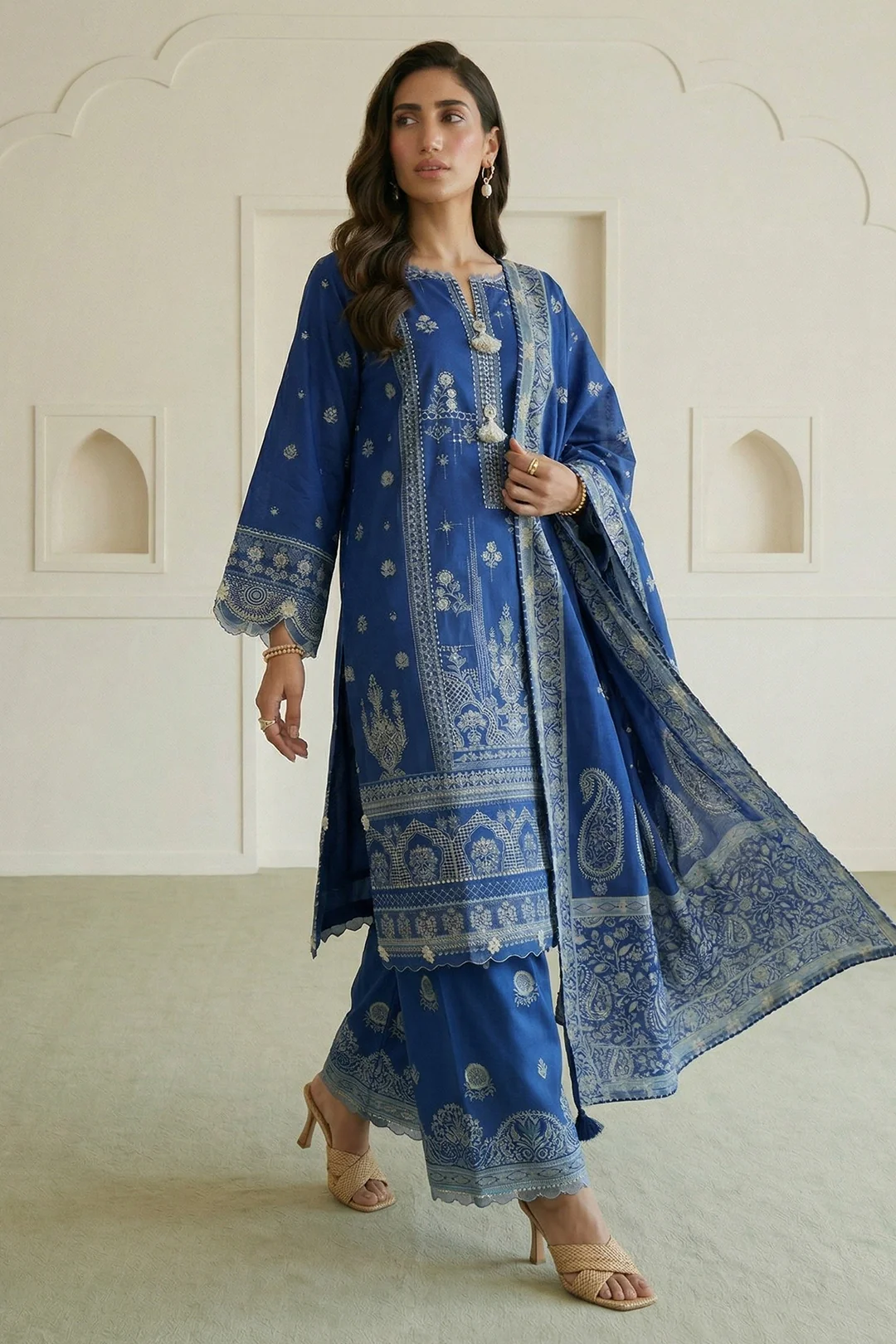 Embroidered Shirt Shalwar Dupatta - 0647 - Image 2