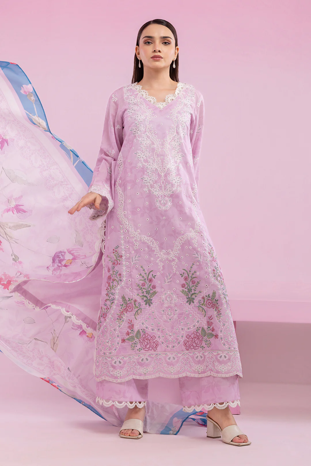 Embroidered Shirt Shalwar Dupatta - 0648 - Image 5