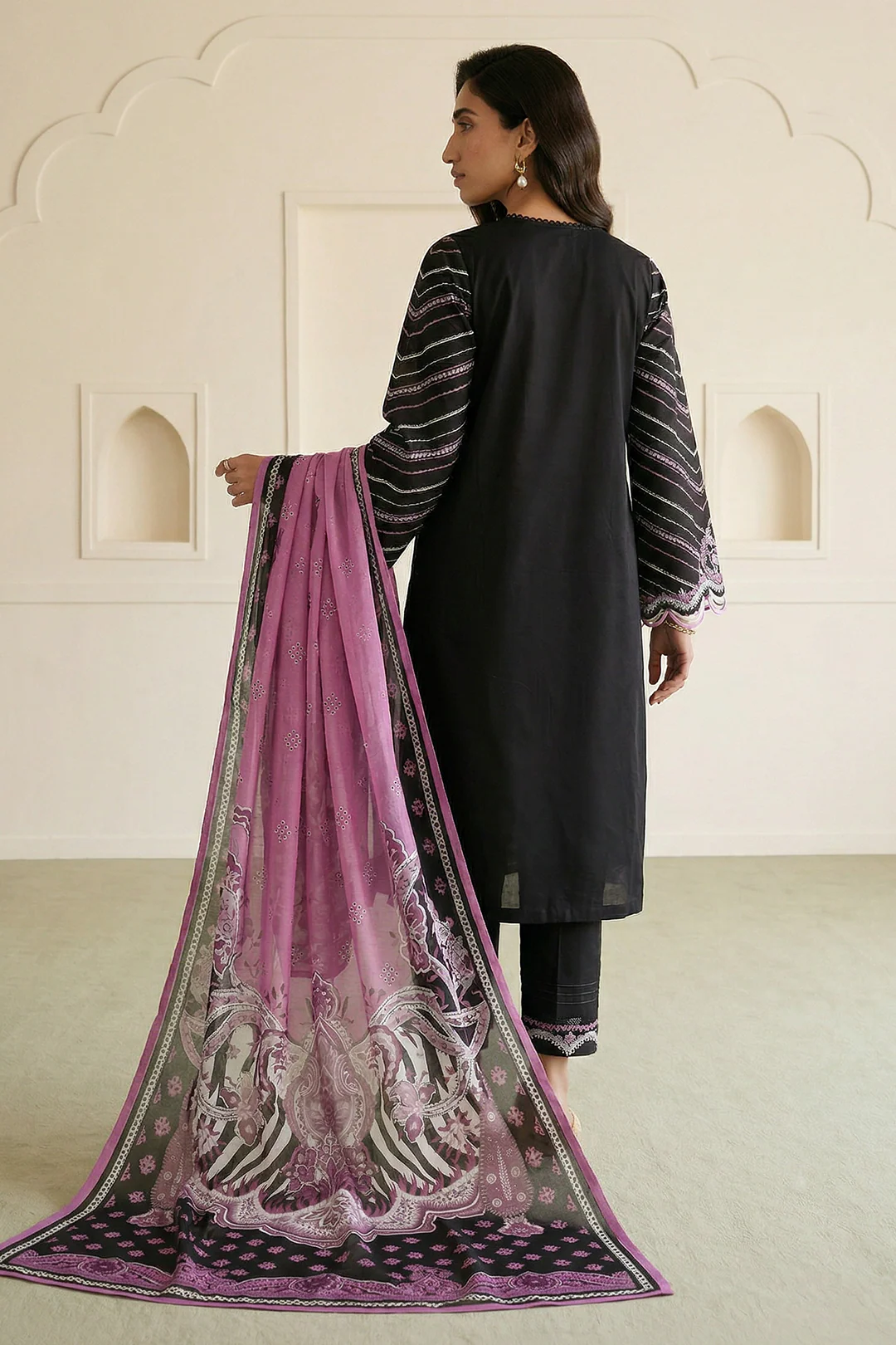 Embroidered Shirt Shalwar Dupatta - 0649 - Image 7
