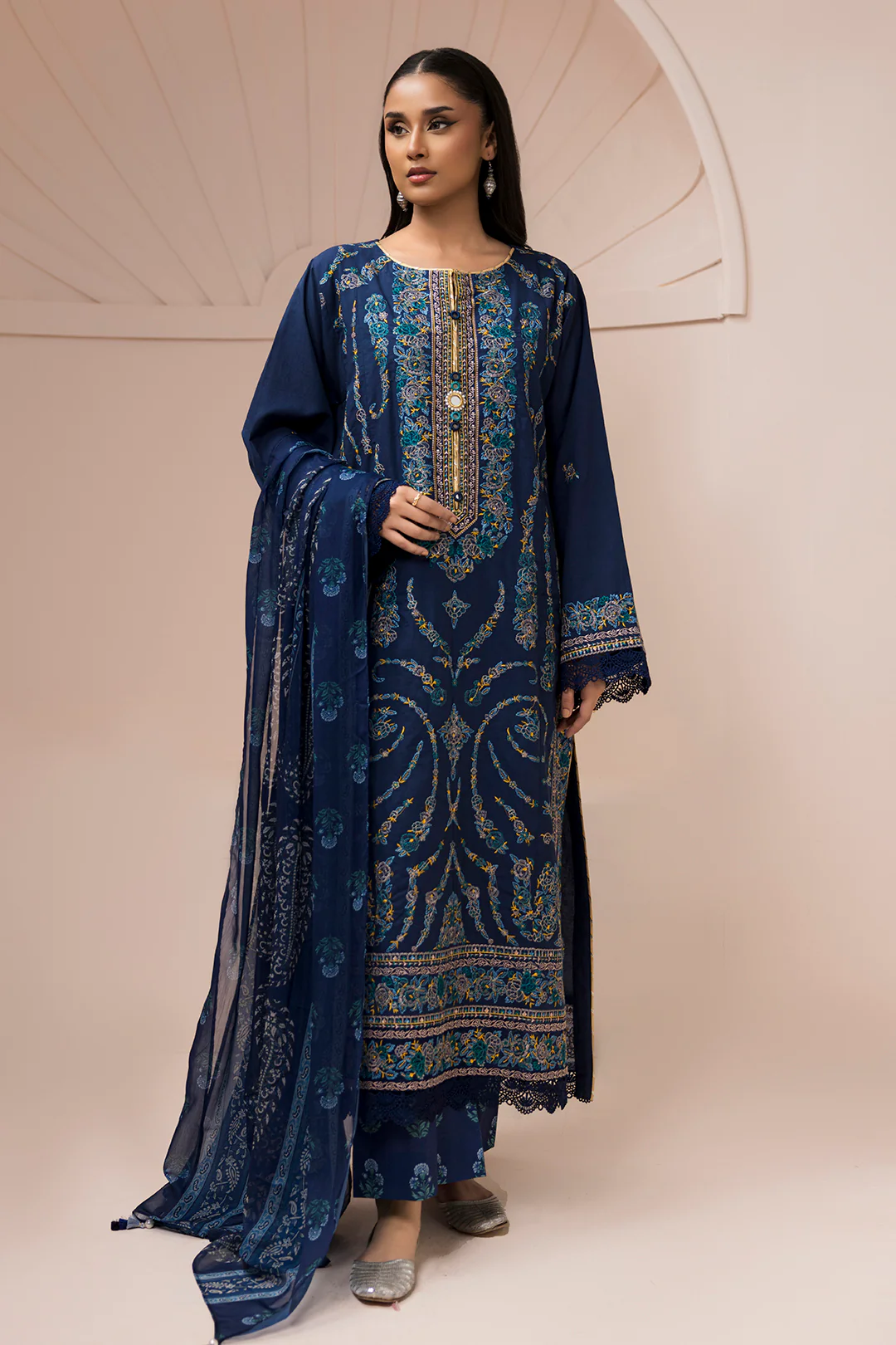Embroidered Shirt Shalwar Dupatta - 0650 - Image 2