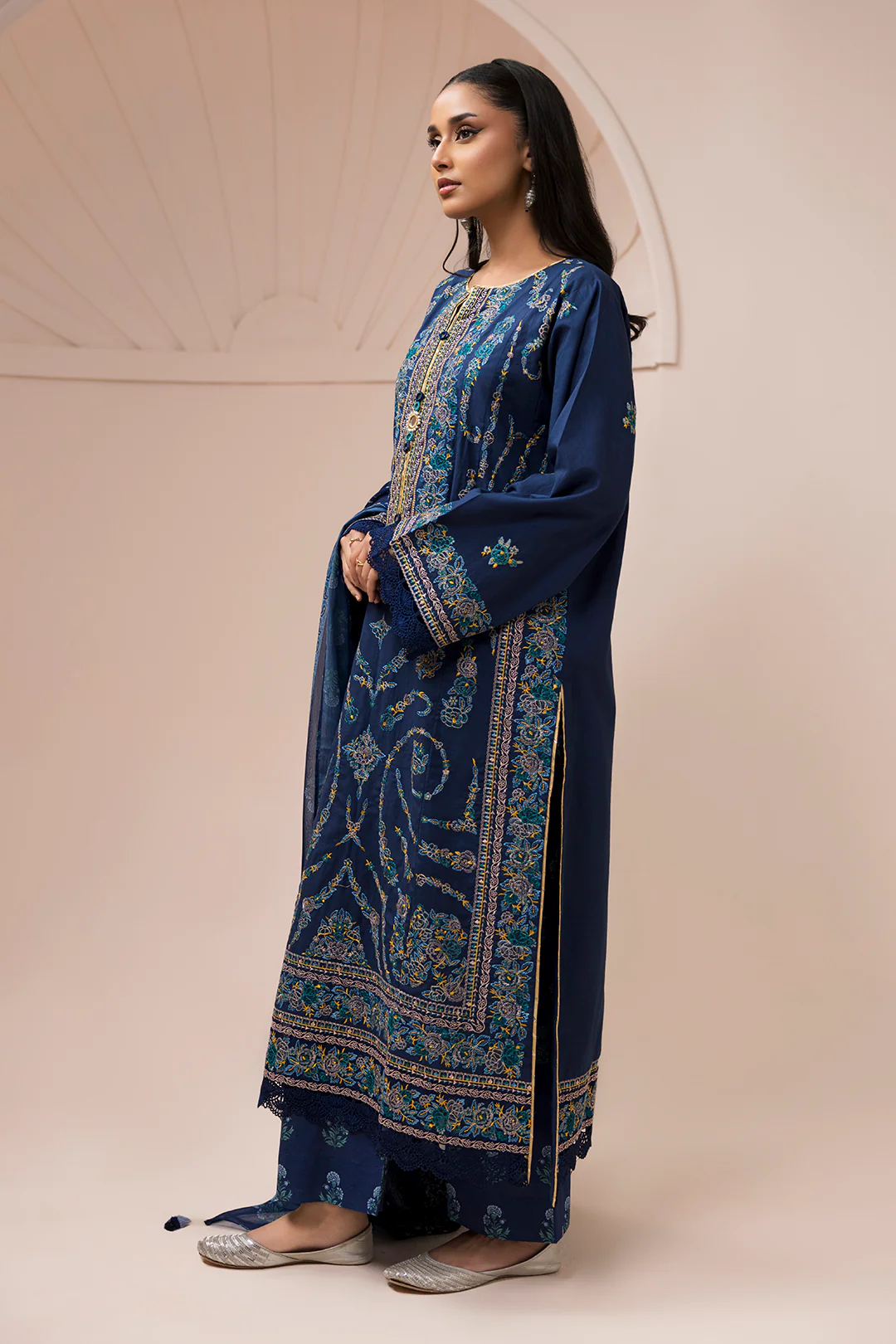 Embroidered Shirt Shalwar Dupatta - 0650 - Image 5