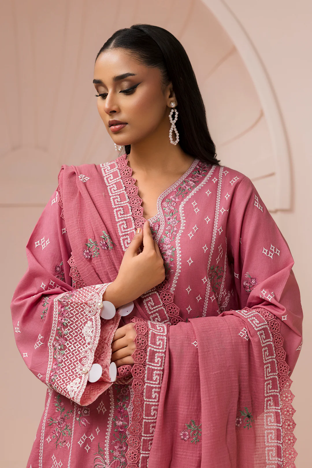 Embroidered Shirt Shalwar Dupatta - 0654 - Image 3