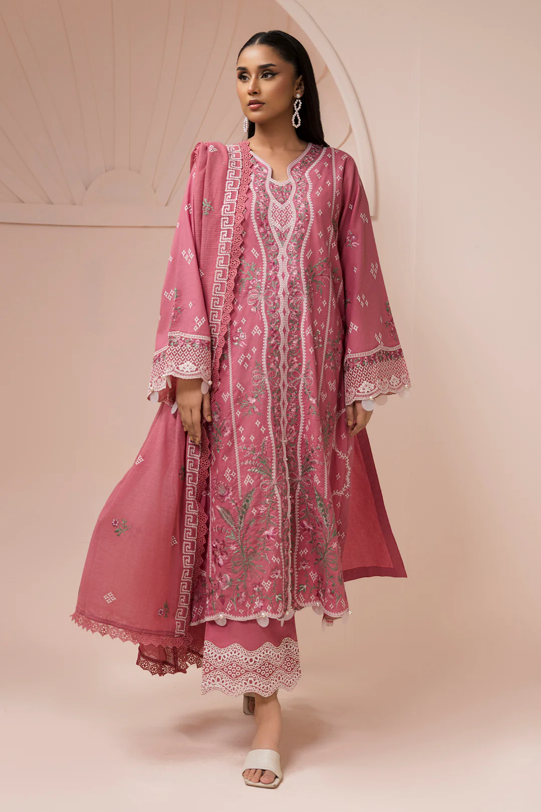 Embroidered Shirt Shalwar Dupatta - 0654 - Image 4