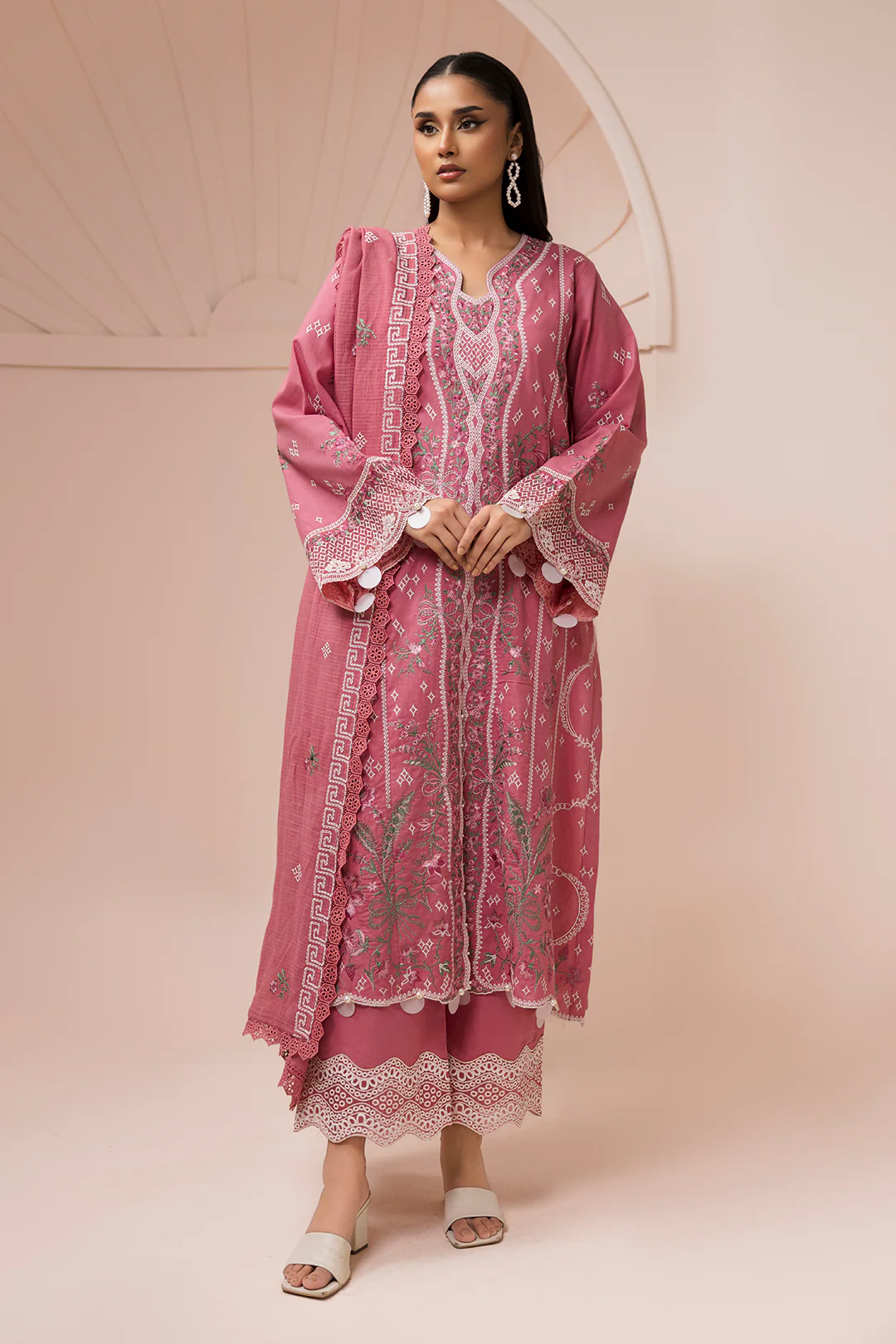 Embroidered Shirt Shalwar Dupatta - 0654 - Image 7