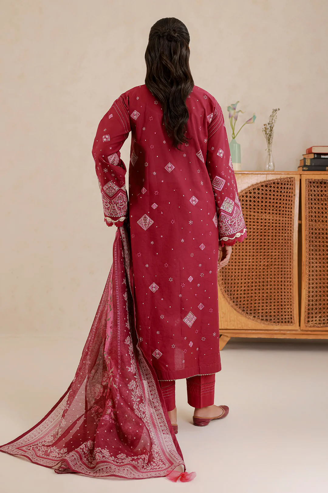 Embroidered Shirt Shalwar Dupatta - 0655 - Image 10