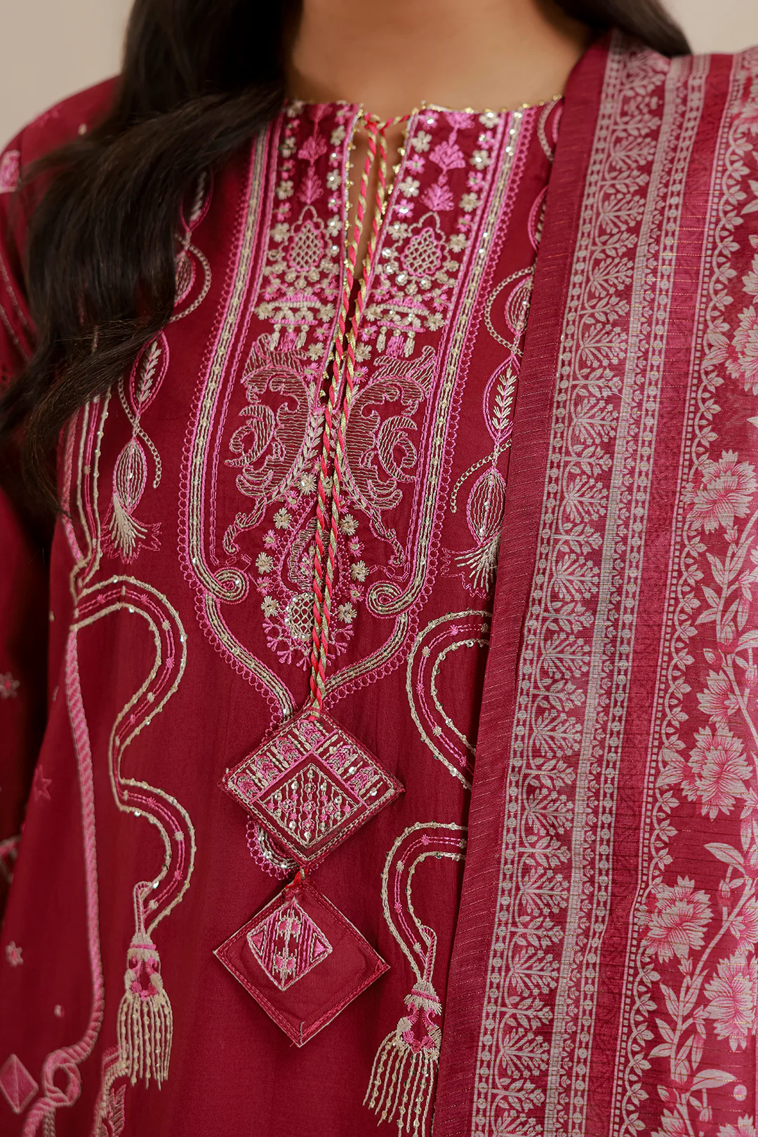 Embroidered Shirt Shalwar Dupatta - 0655 - Image 6
