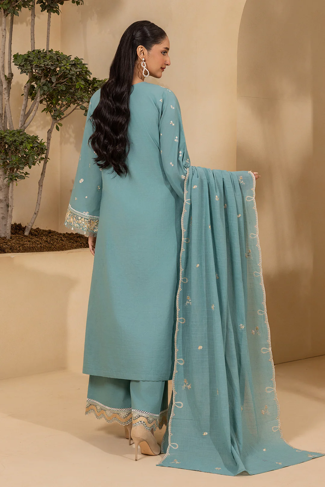 Embroidered Shirt Shalwar Dupatta - 0656 - Image 9