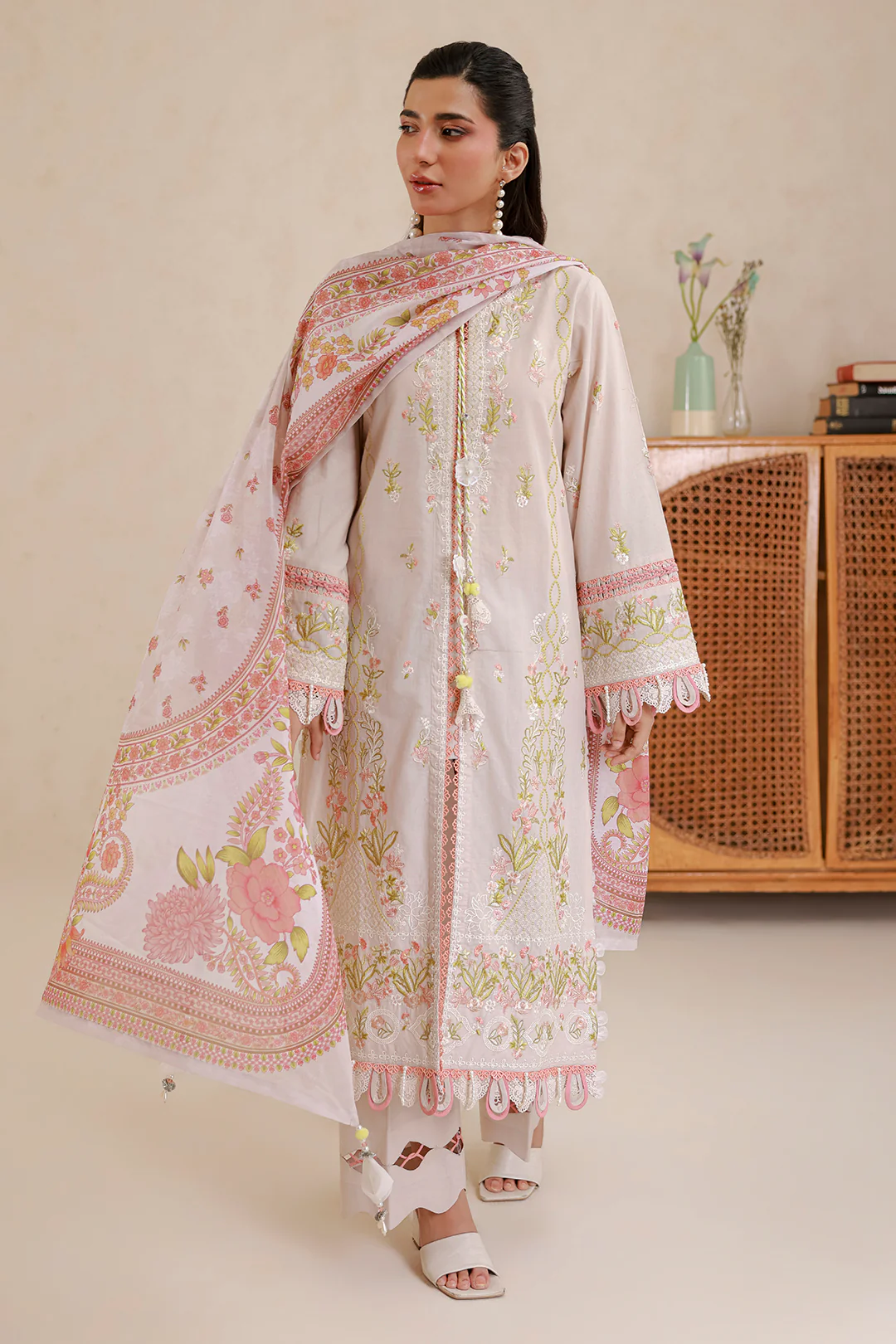 Embroidered Shirt Shalwar Dupatta - 0659 - Image 2