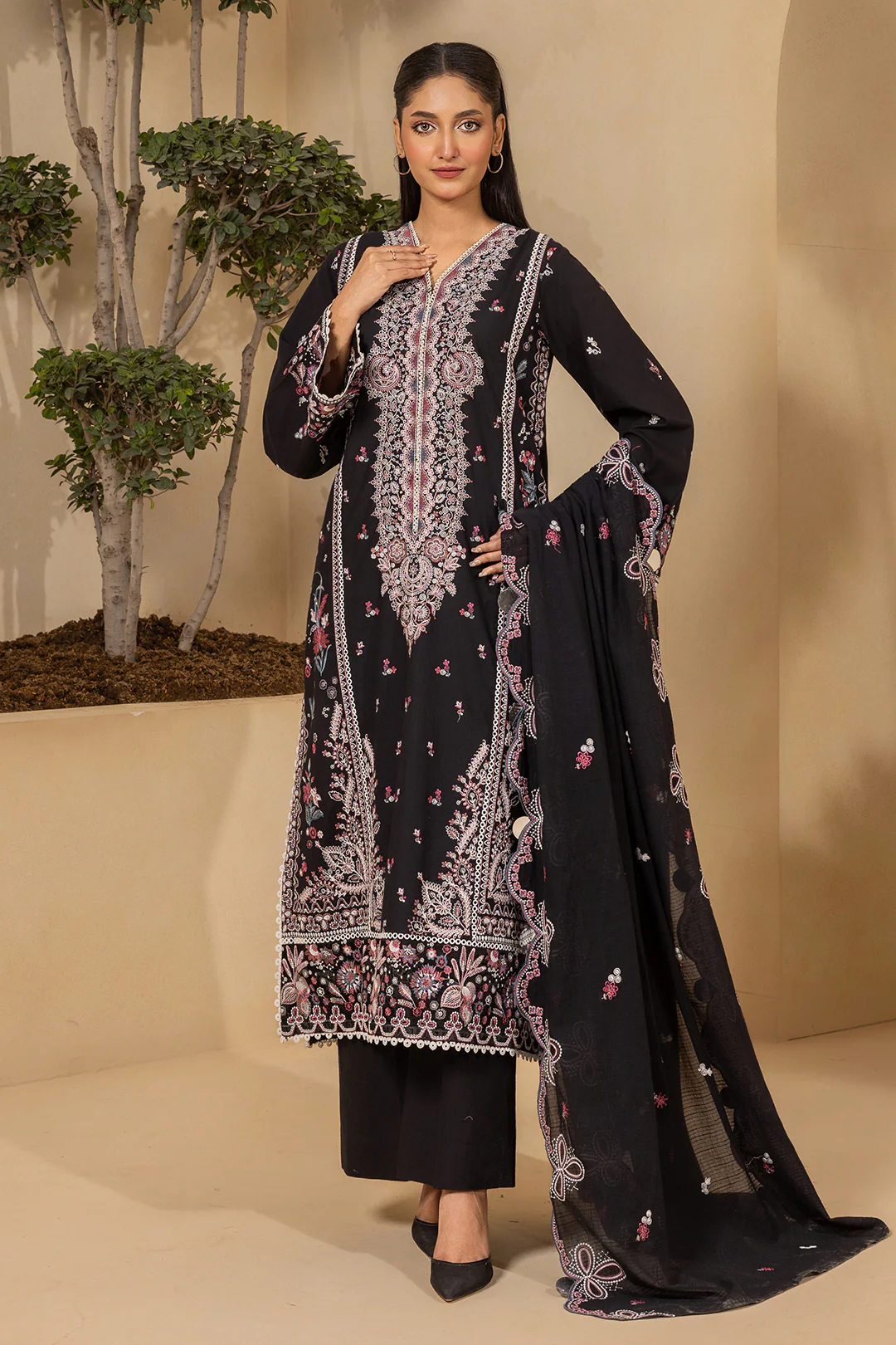 Embroidered Shirt Shalwar Dupatta - 0660 - Image 5