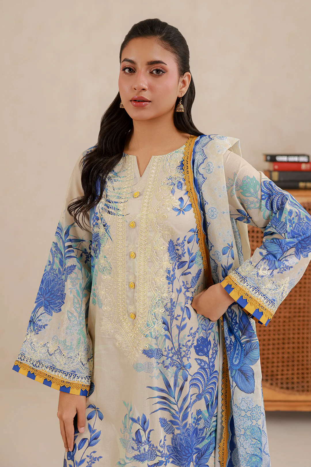 Embroidered Shirt Shalwar Dupatta - 0705 - Image 2