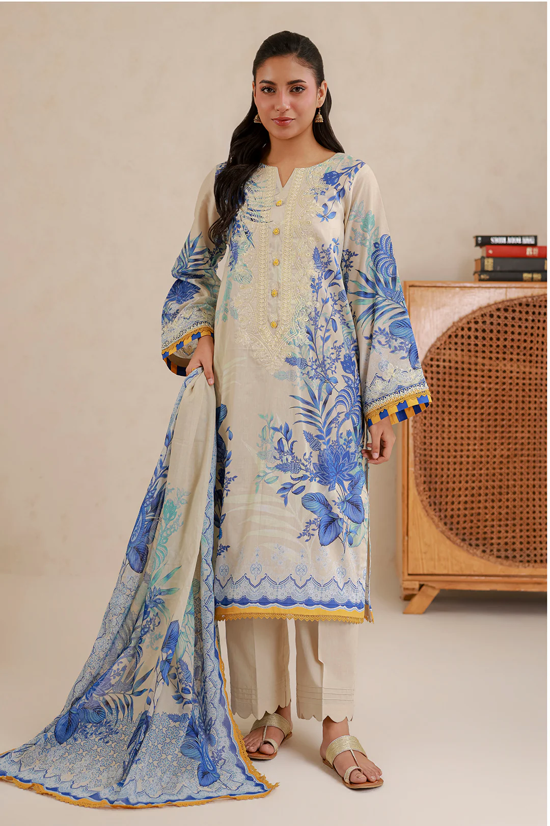 Embroidered Shirt Shalwar Dupatta - 0705 - Image 4