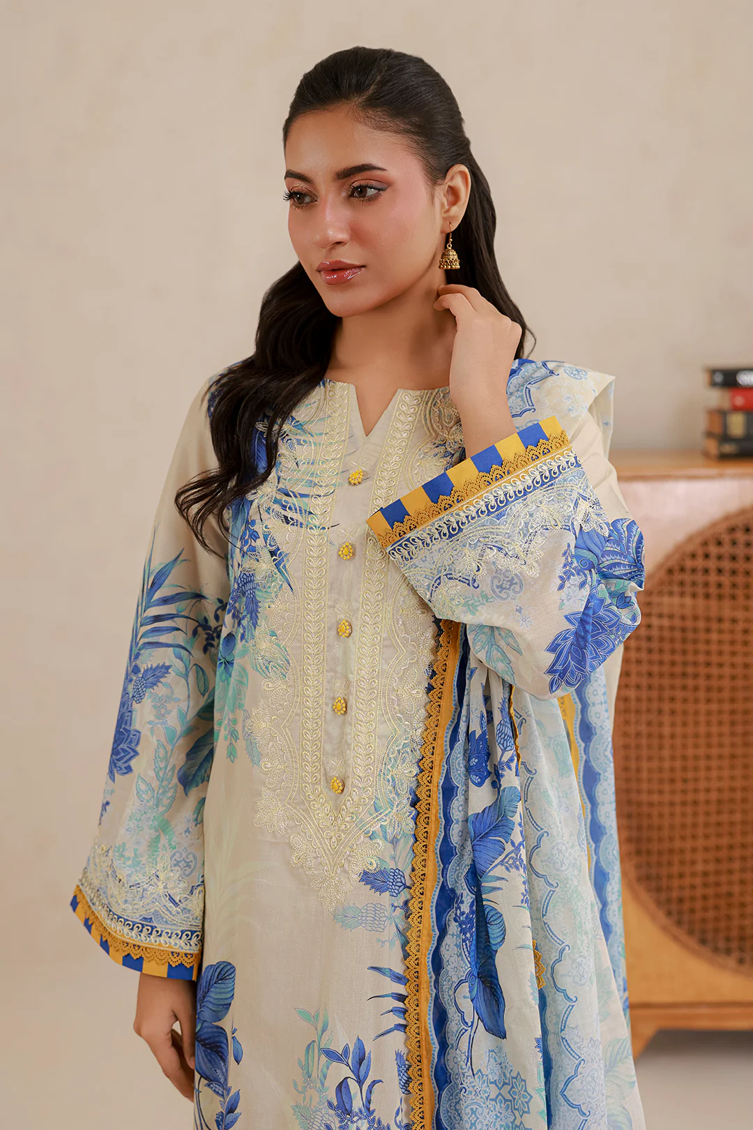 Embroidered Shirt Shalwar Dupatta - 0705 - Image 5