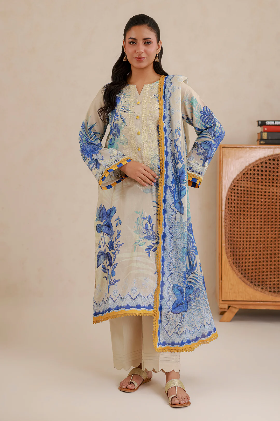 Embroidered Shirt Shalwar Dupatta - 0705 - Image 6