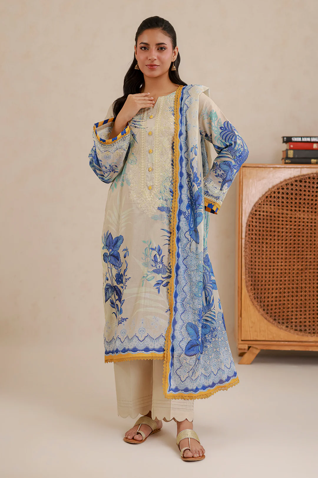 Embroidered Shirt Shalwar Dupatta - 0705 - Image 7