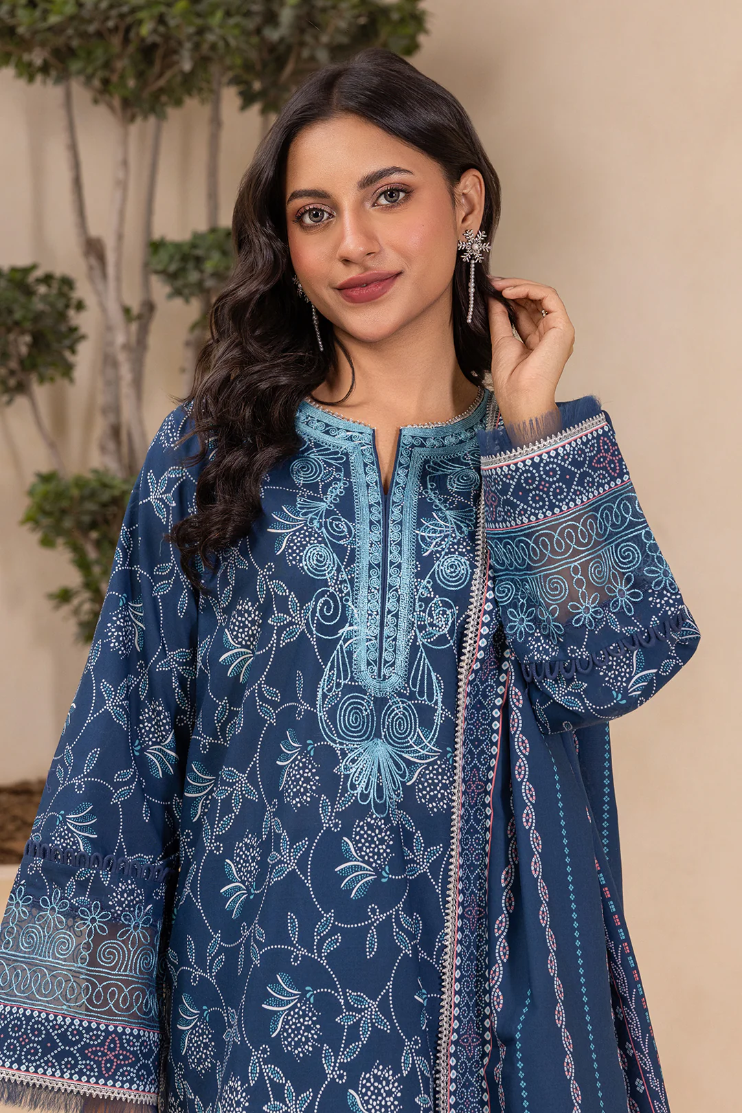 Embroidered Shirt Shalwar Dupatta - 0708 - Image 2