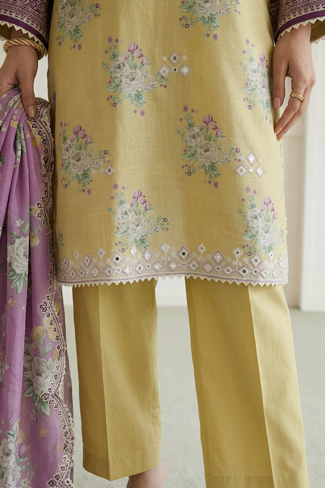 Embroidered Shirt Shalwar Dupatta - 0709 - Image 5