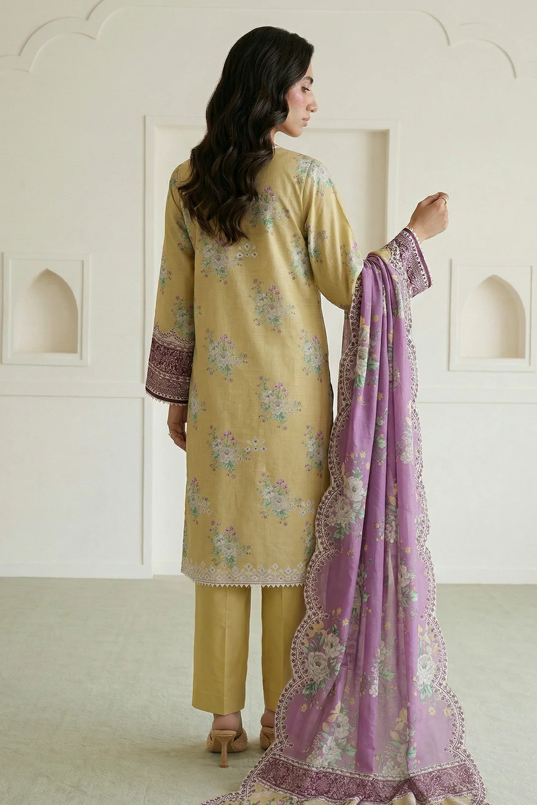 Embroidered Shirt Shalwar Dupatta - 0709 - Image 7