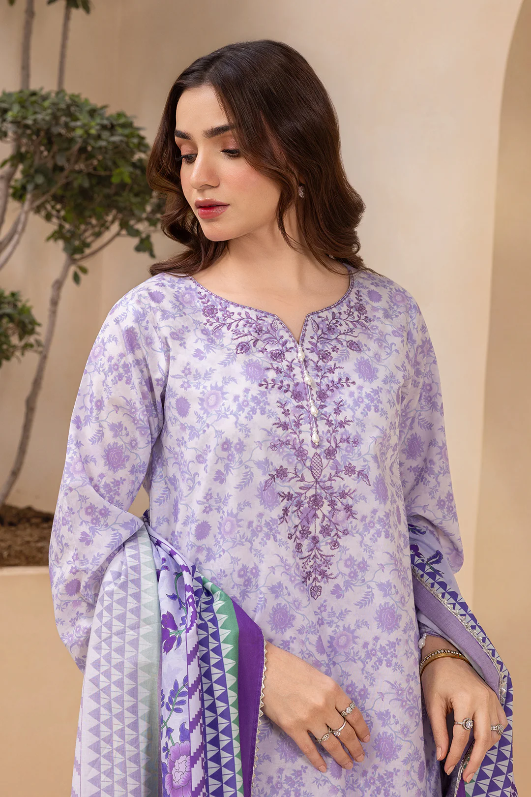 Embroidered Shirt Shalwar Dupatta - 0712 - Image 2