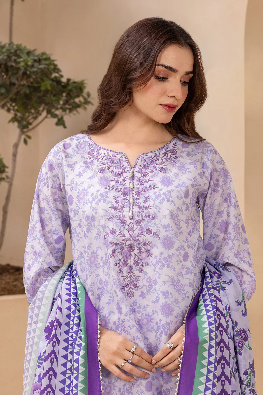 Embroidered Shirt Shalwar Dupatta - 0712 - Image 3