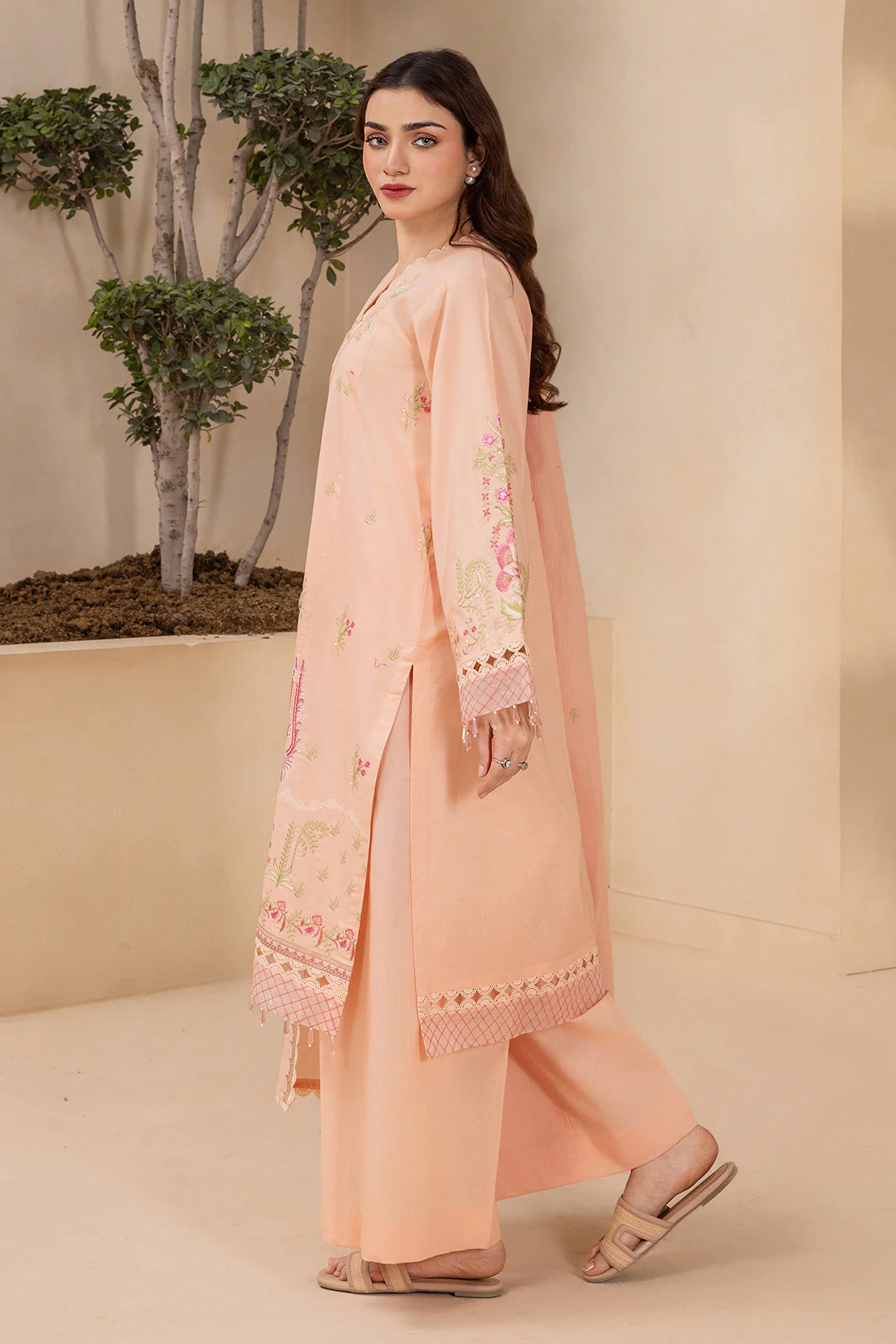 Embroidered Shirt Shalwar Dupatta - 0714 - Image 5