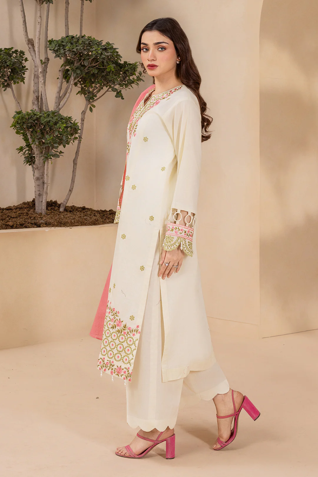 Embroidered Shirt Shalwar Dupatta - 0716 - Image 4