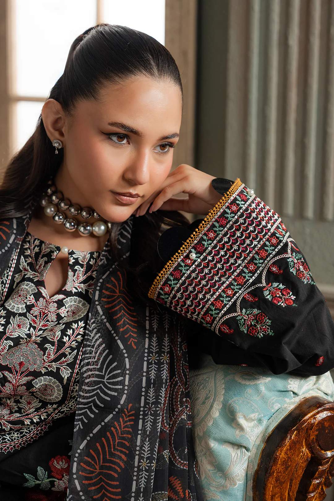 Embroidered Shirt Shalwar Dupatta - 0720 - Image 10