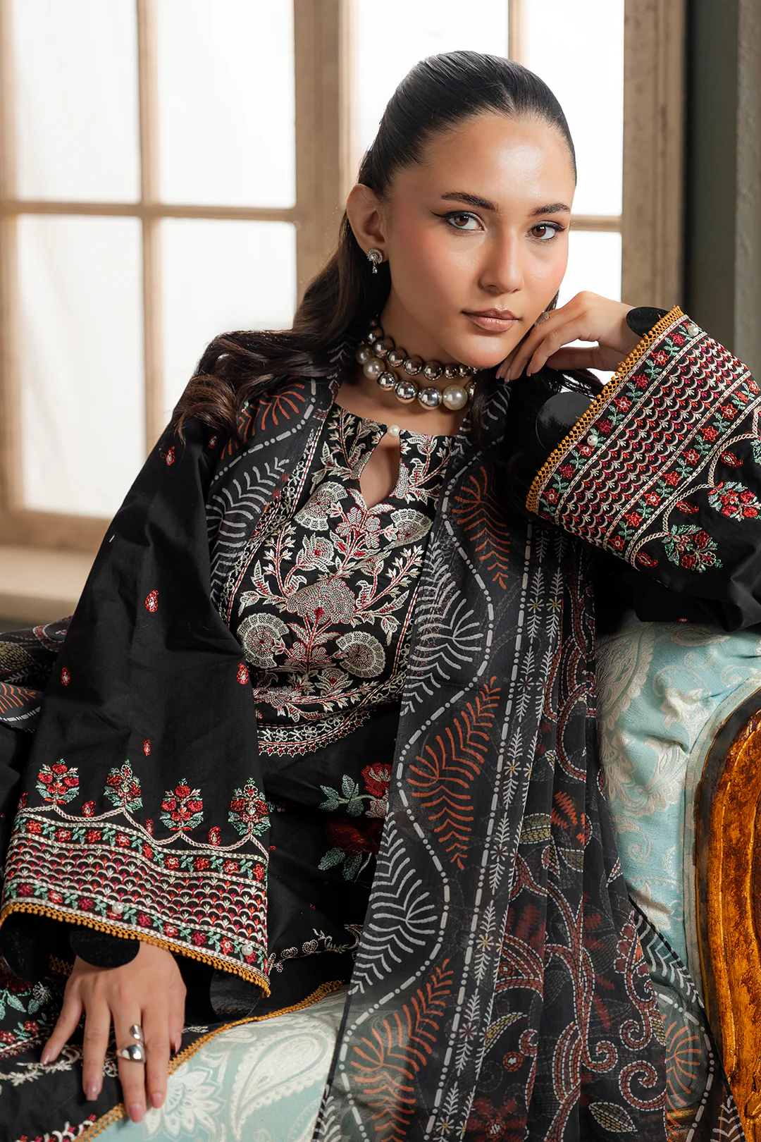 Embroidered Shirt Shalwar Dupatta - 0720 - Image 12