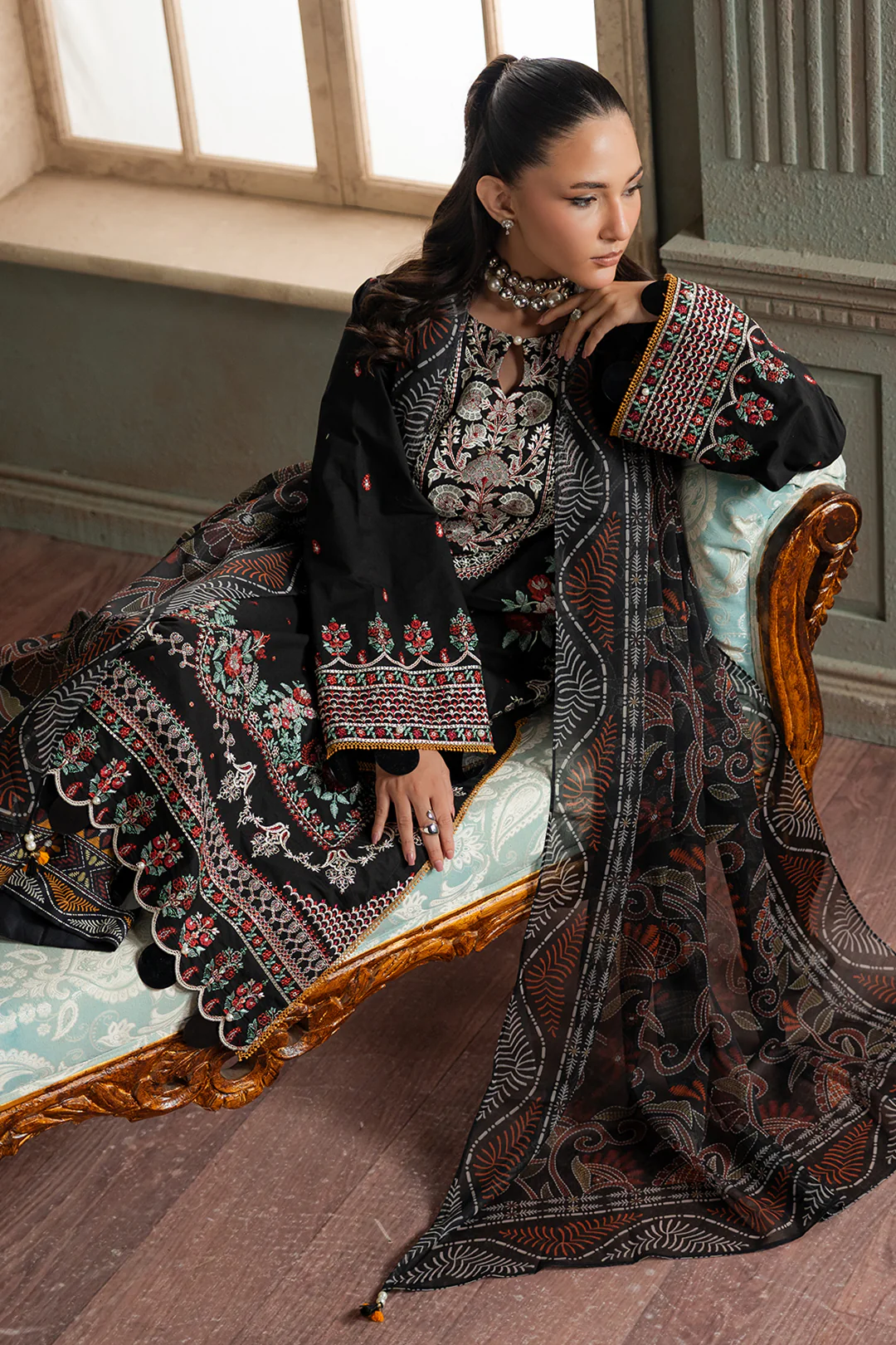 Embroidered Shirt Shalwar Dupatta - 0720 - Image 15