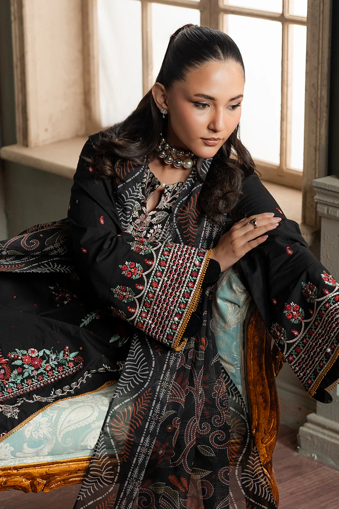 Embroidered Shirt Shalwar Dupatta - 0720 - Image 18