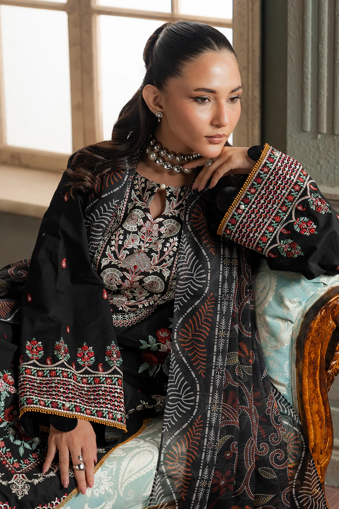 Embroidered Shirt Shalwar Dupatta - 0720 - Image 3