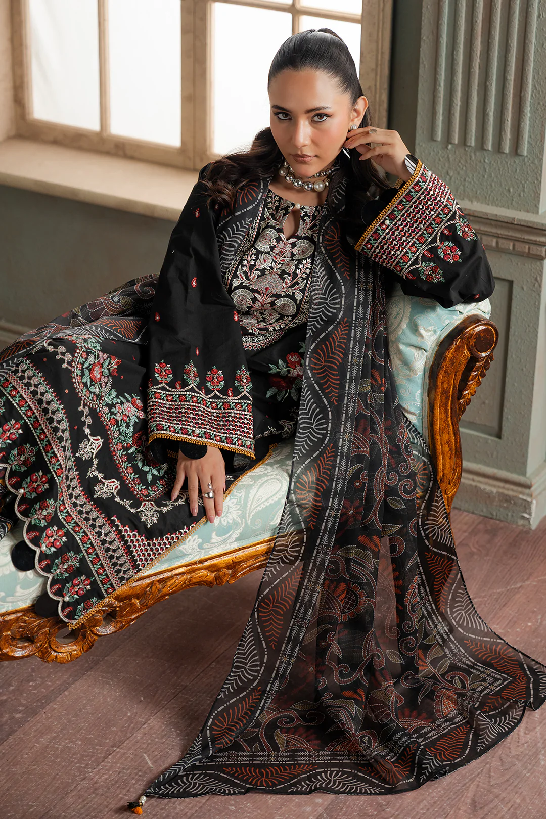 Embroidered Shirt Shalwar Dupatta - 0720 - Image 8