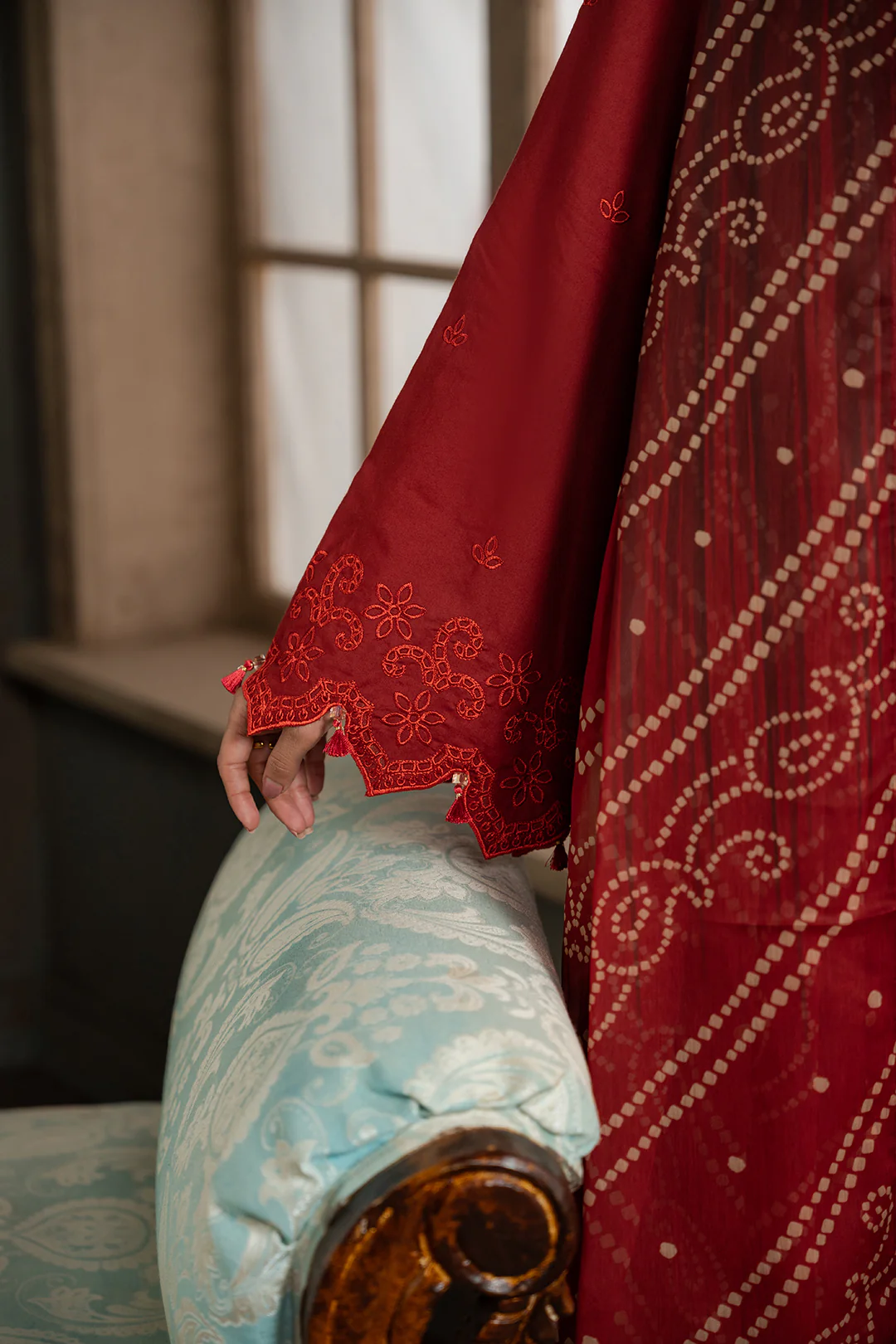 Embroidered Shirt Shalwar Dupatta - 0722 - Image 7