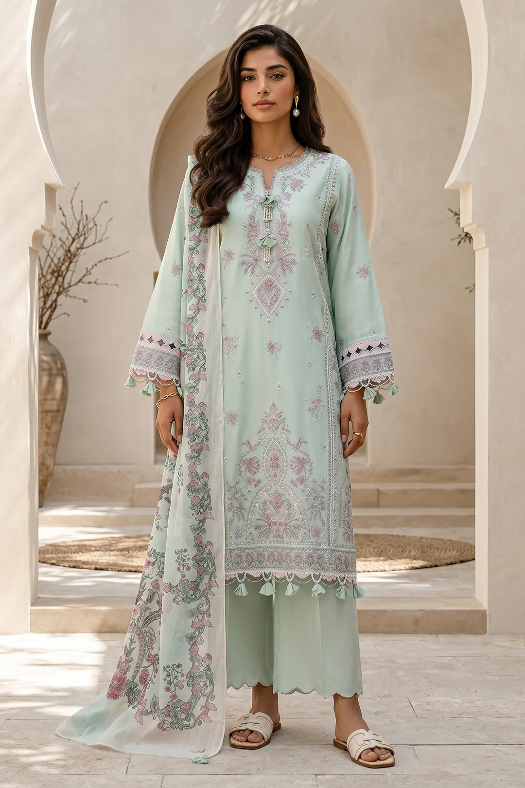 Embroidered Shirt Shalwar Dupatta - 0723