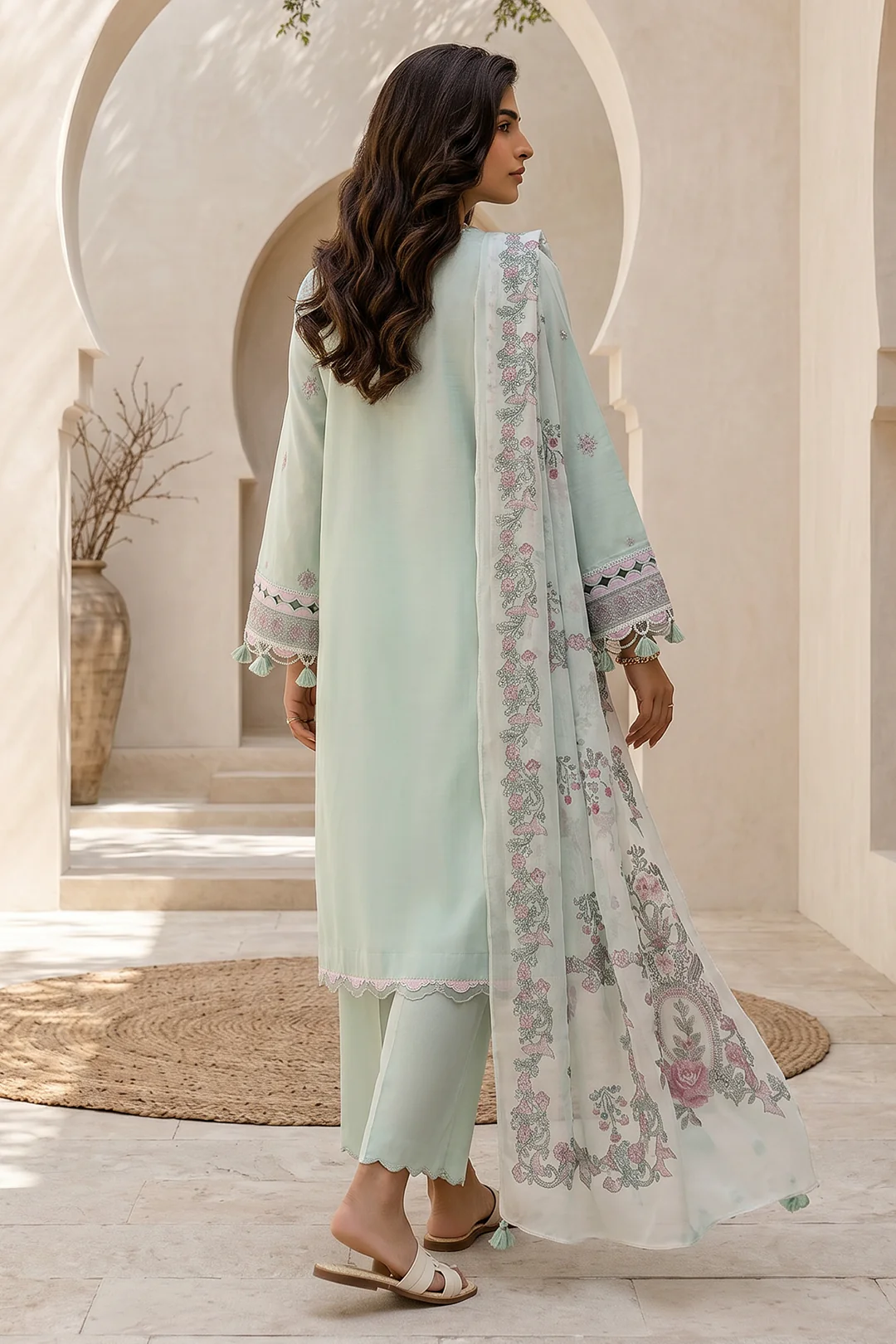 Embroidered Shirt Shalwar Dupatta - 0723 - Image 6