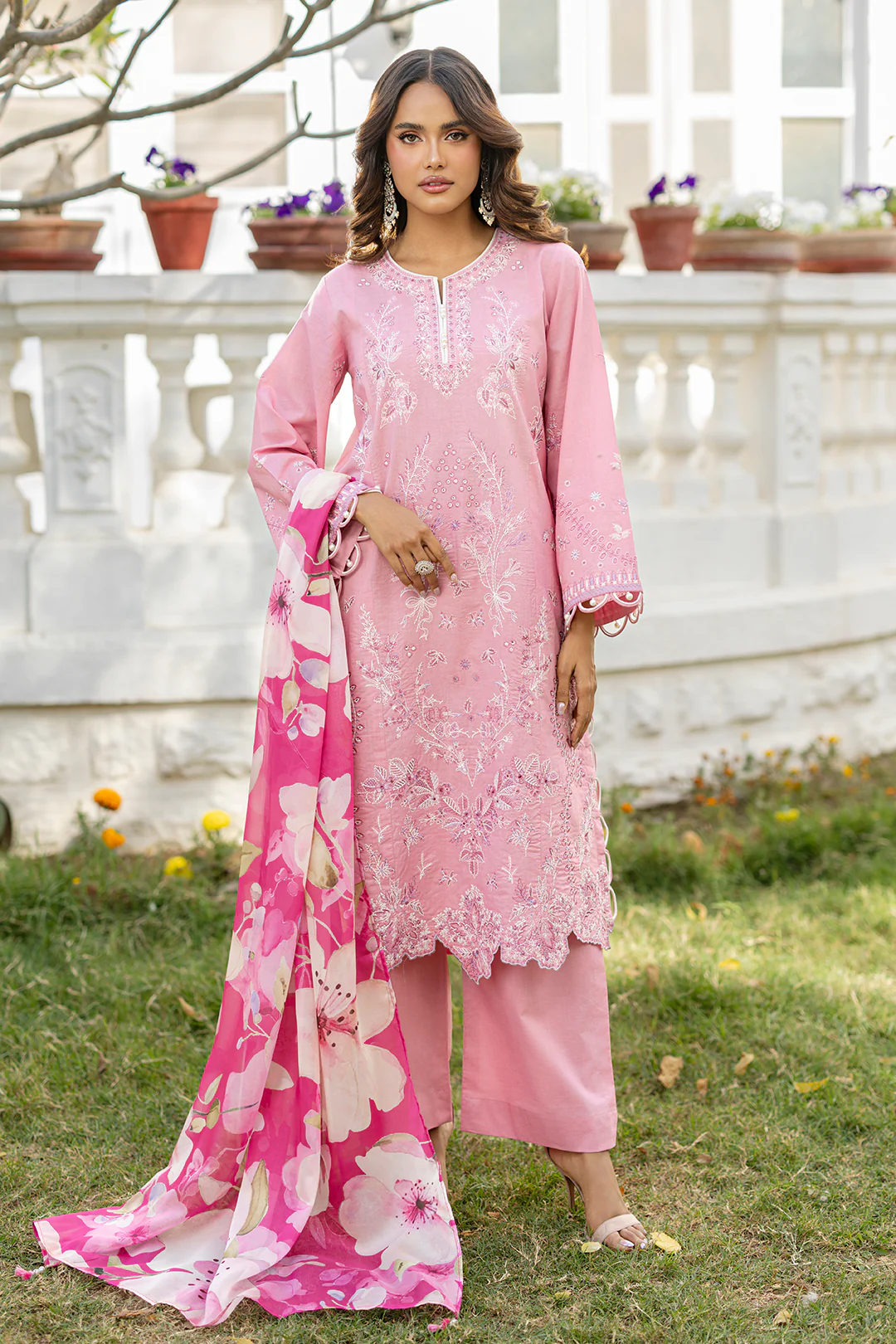 Embroidered Shirt Shalwar Dupatta - 0724 - Image 2