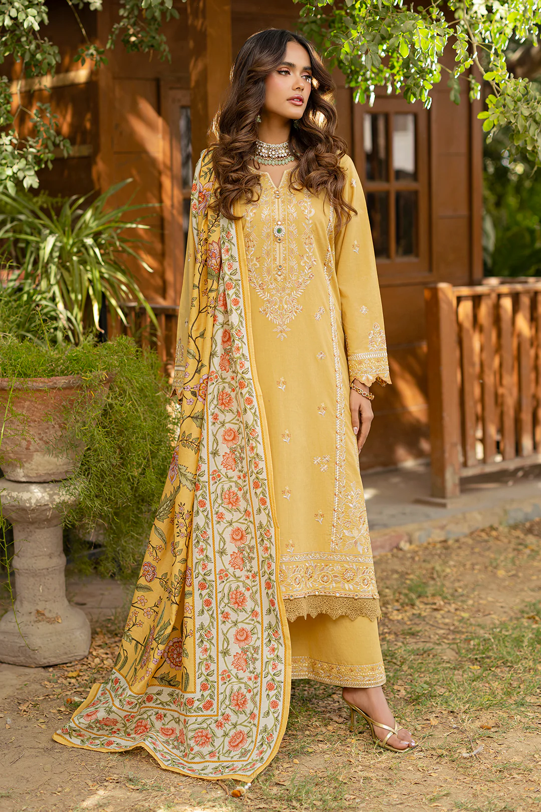 Embroidered Shirt Shalwar Dupatta - 0726 - Image 5