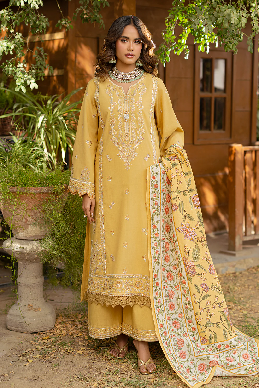 Embroidered Shirt Shalwar Dupatta - 0726 - Image 7