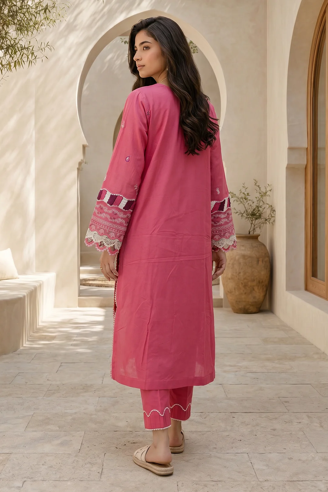Embroidered Shirt Shalwar Dupatta - 0729 - Image 6