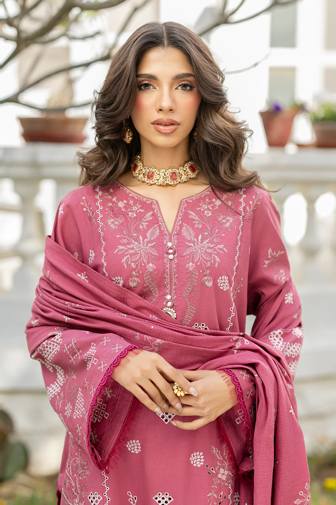Embroidered Shirt Shalwar Dupatta - 0730 - Image 13
