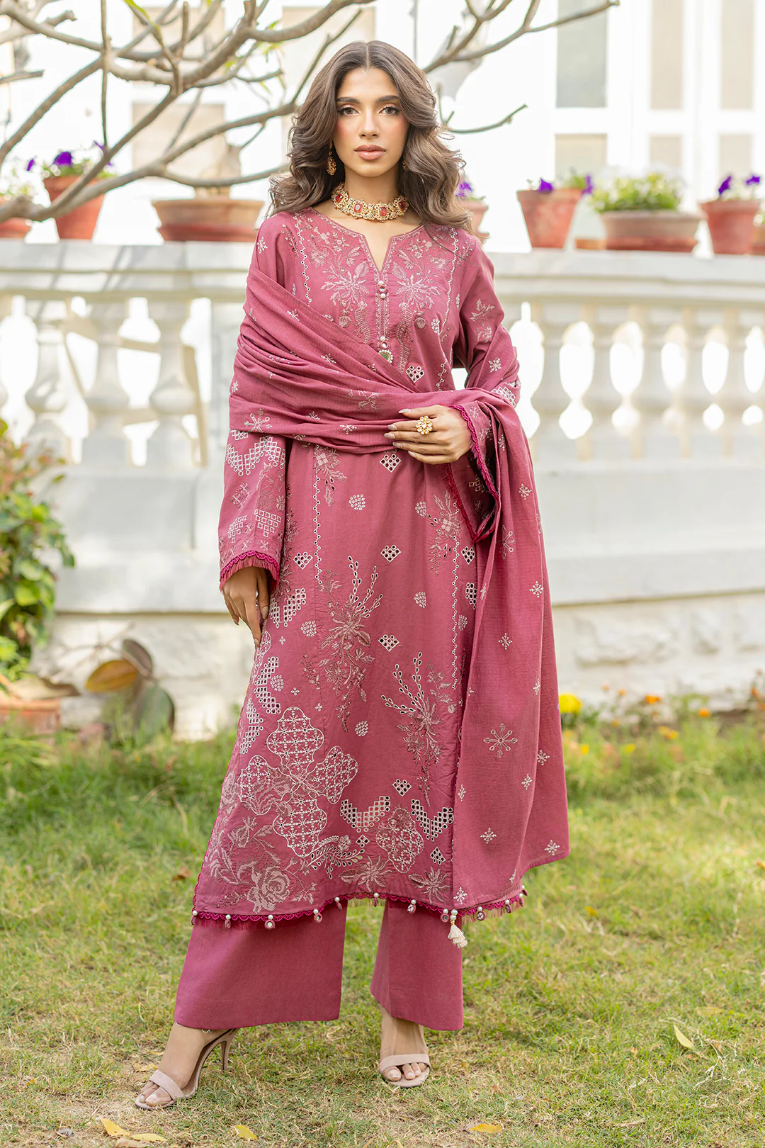 Embroidered Shirt Shalwar Dupatta - 0730 - Image 2