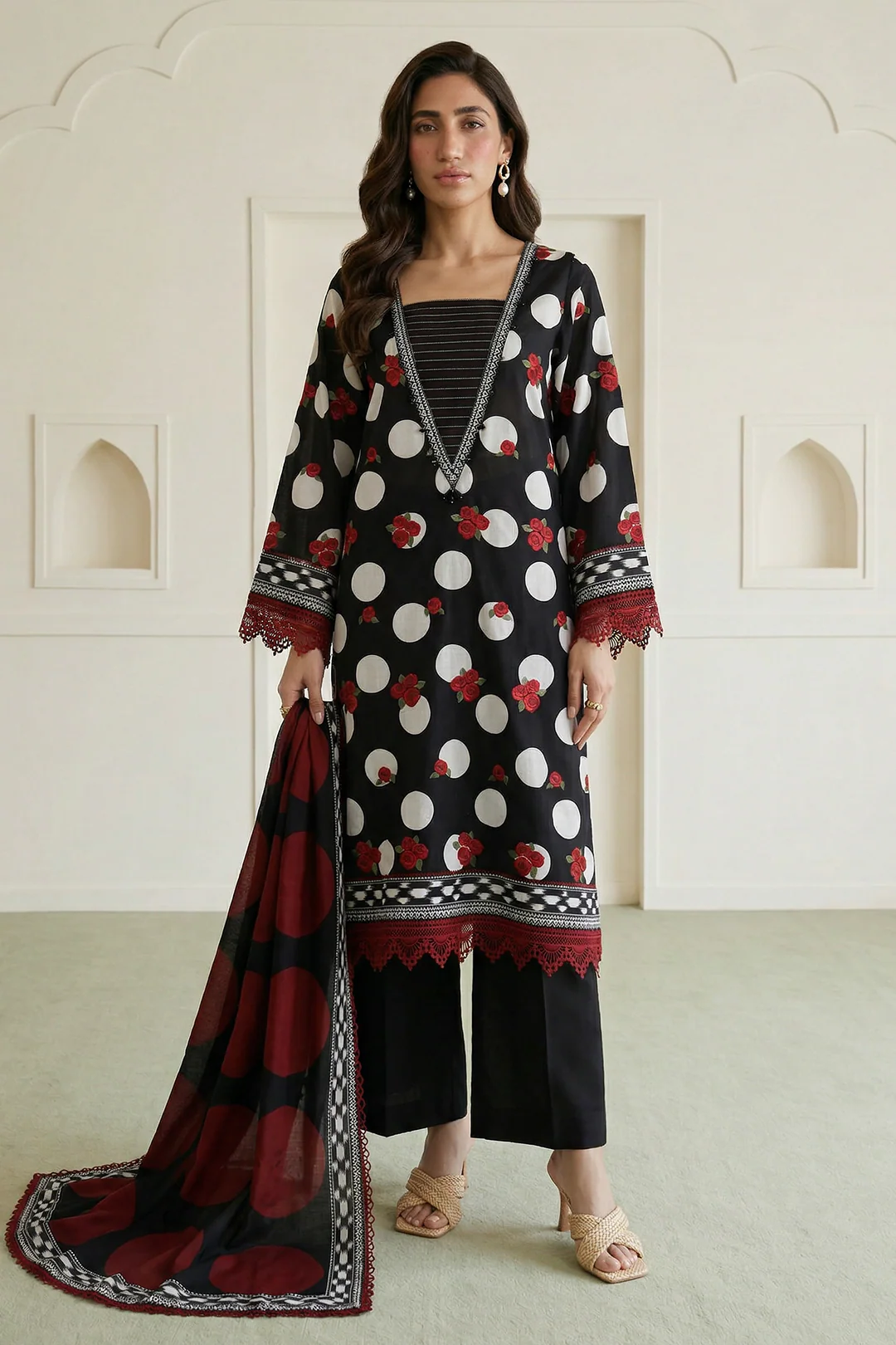 Embroidered Shirt Shalwar Dupatta - 0777