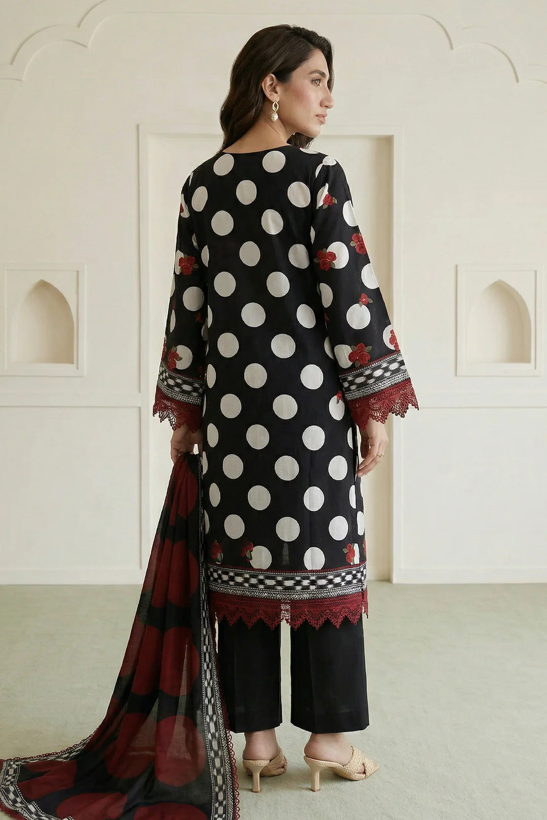 Embroidered Shirt Shalwar Dupatta - 0777 - Image 7